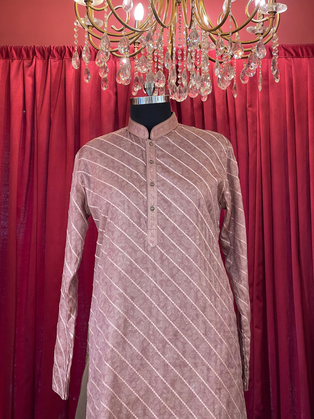 Onion Pink Woven Motifs Kurta
