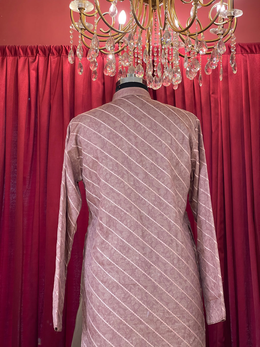 Onion Pink Woven Motifs Kurta