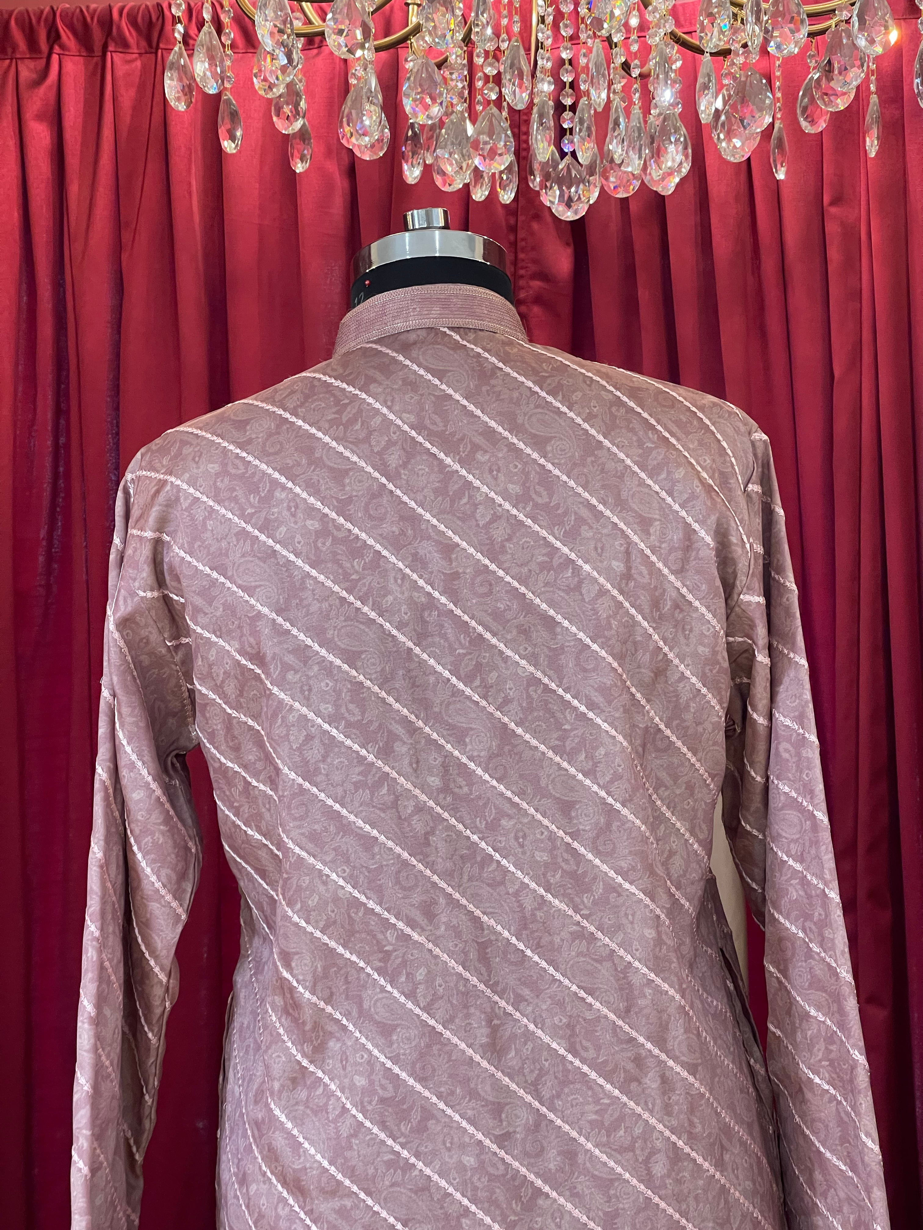 Onion Pink Woven Motifs Kurta