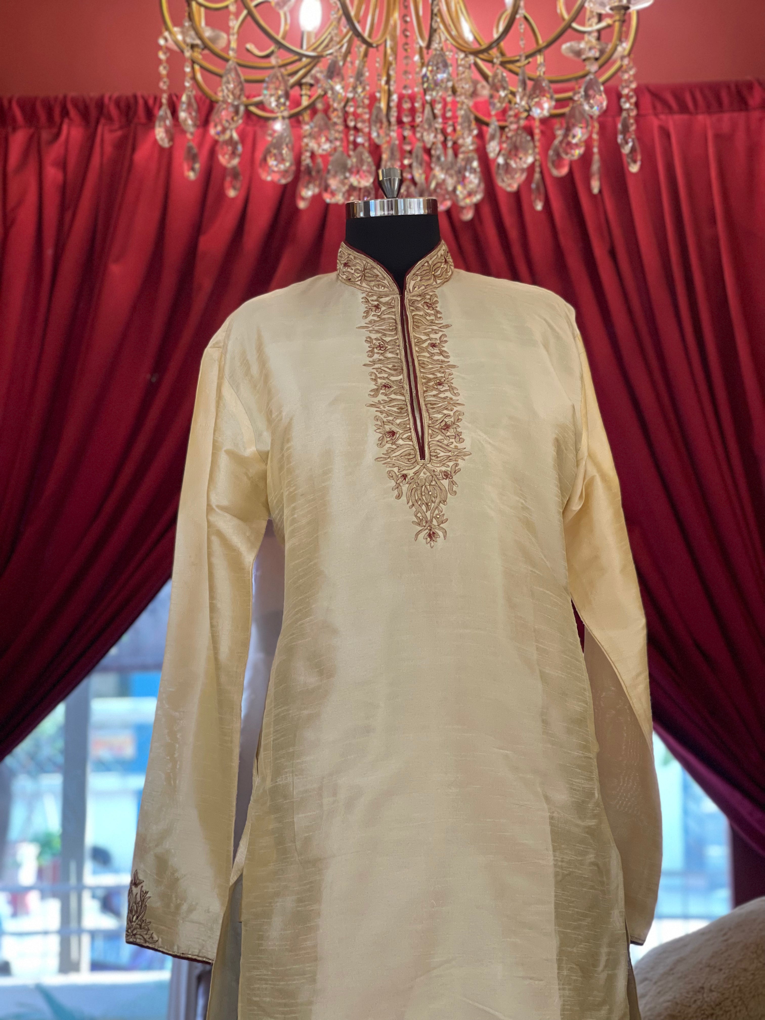 Ivory Kurta With Red Salwaar