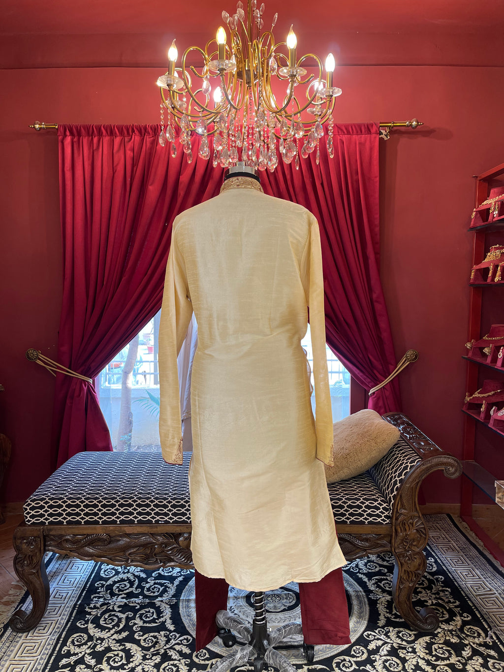 Ivory Kurta With Red Salwaar