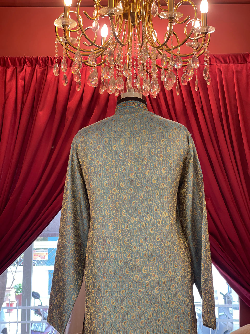 Blue Kurta with Golden Intricate Detailing
