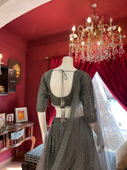Charcoal Grey Lehenga With Embroidery