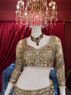 Golden Mirror Work Lehenga