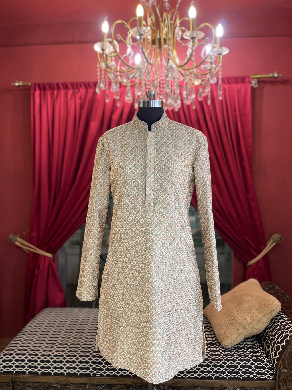 Rust Jacket Indo Western Set 3 Piece