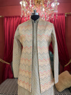 Rust Jacket Indo Western Set 3 Piece