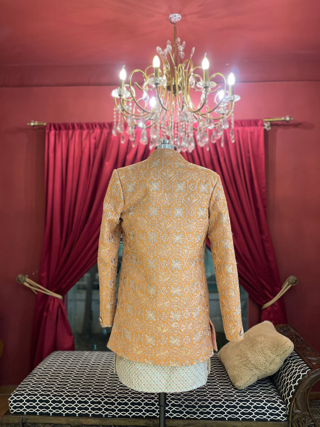 Rust Jacket Indo Western Set 3 Piece