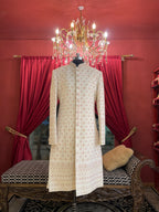 Ivory Sherwani With Blush Toned Details