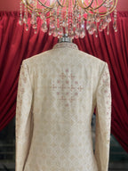 Ivory Sherwani With Blush Toned Details