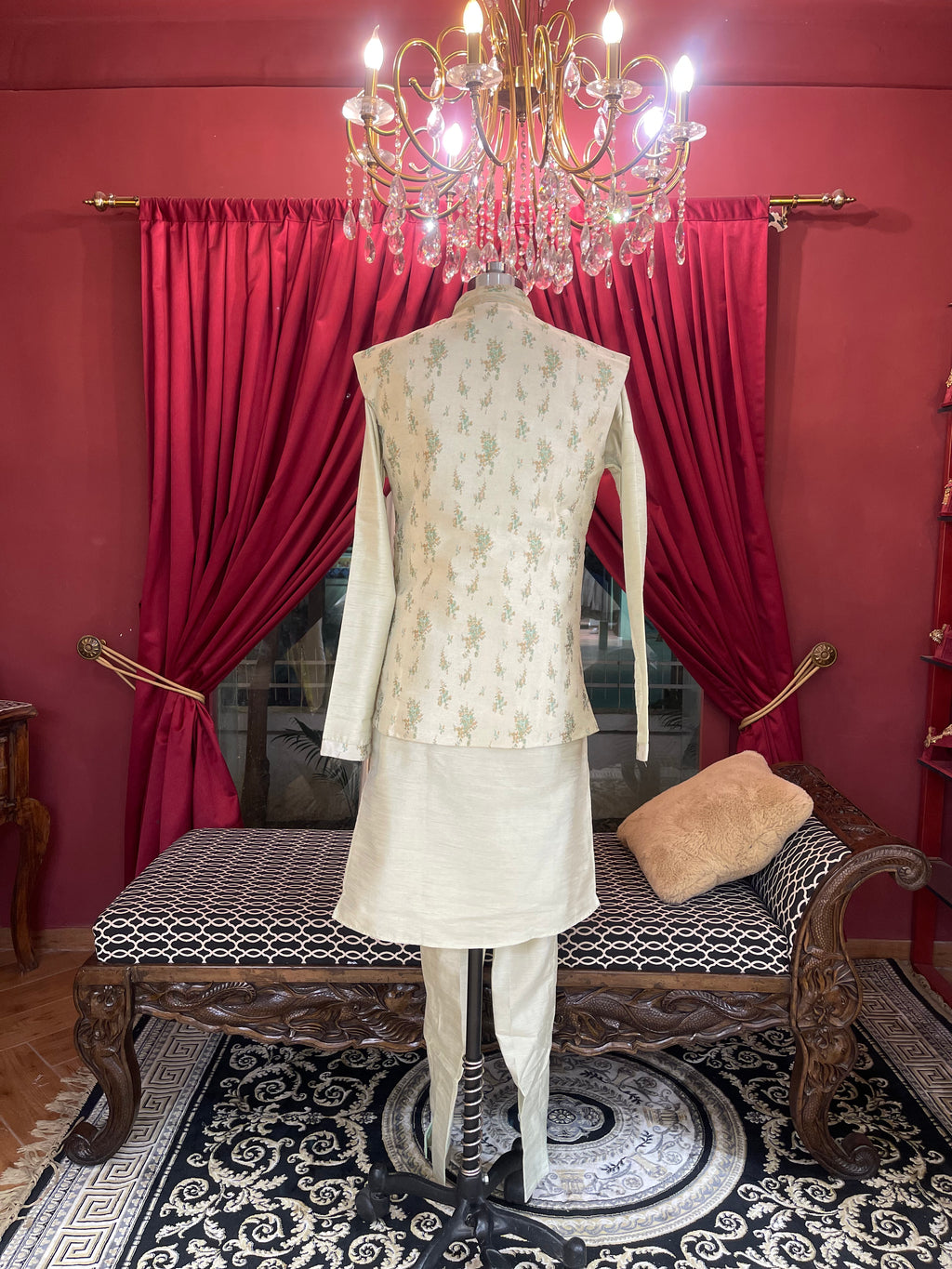 Mint Ivory Nehru Jacket Set