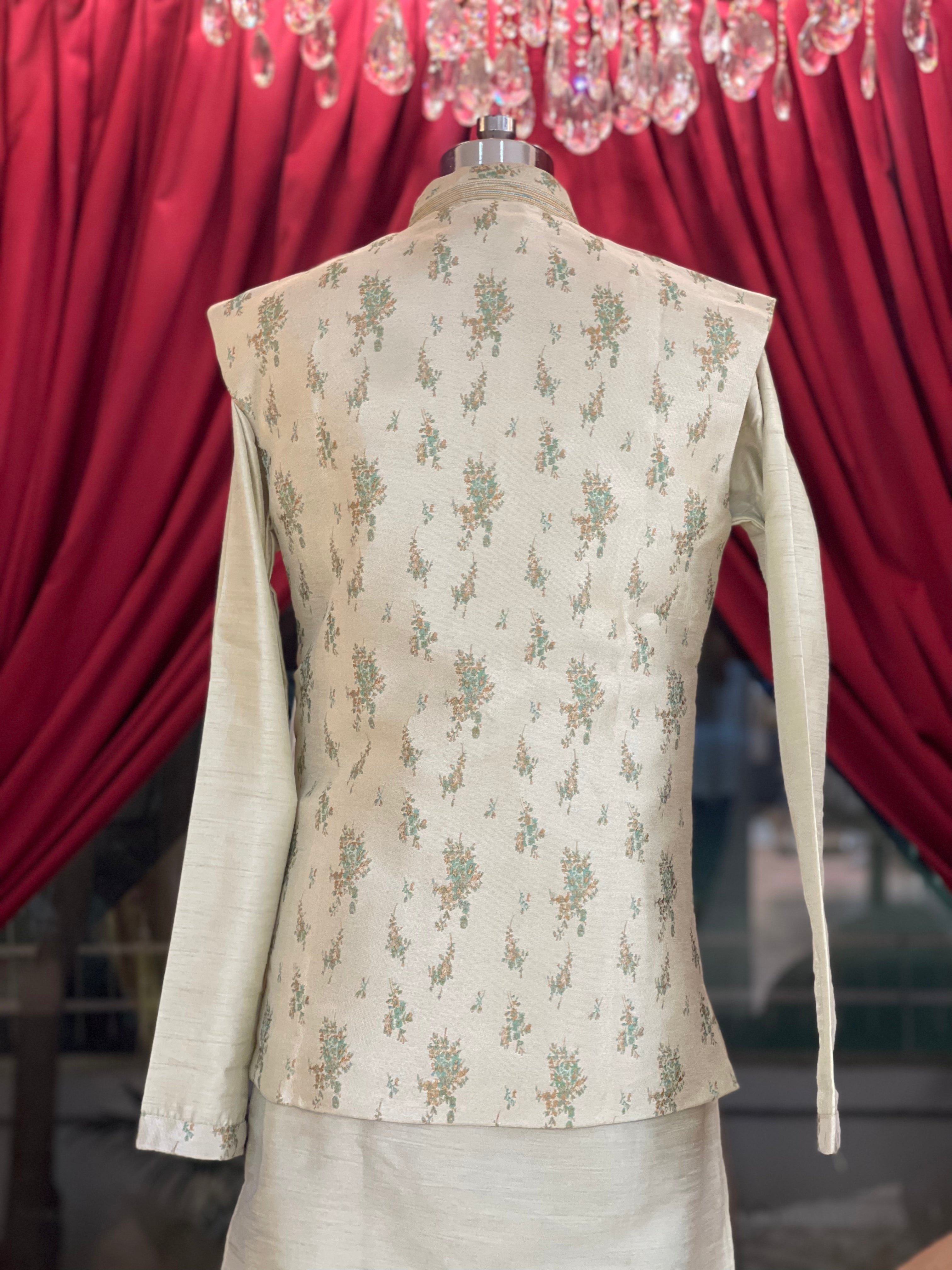 Mint Ivory Nehru Jacket Set