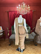 Beige Drape Saree with Mirror Work Blouse