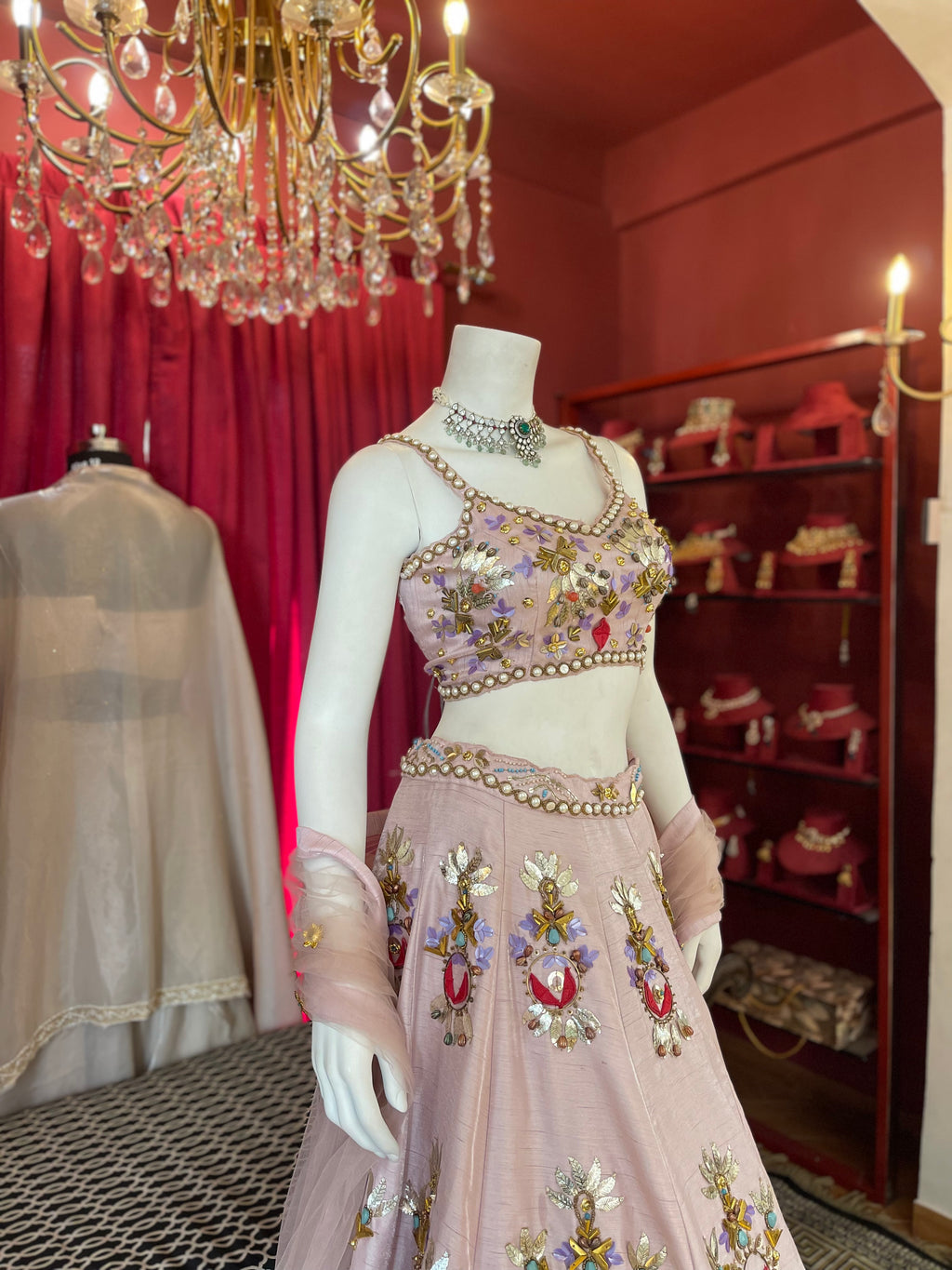 Pink Blossom Mirror Lehenga Set