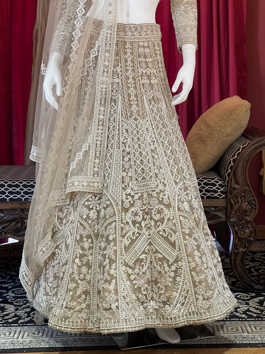 Ivory Work Lehenga Set