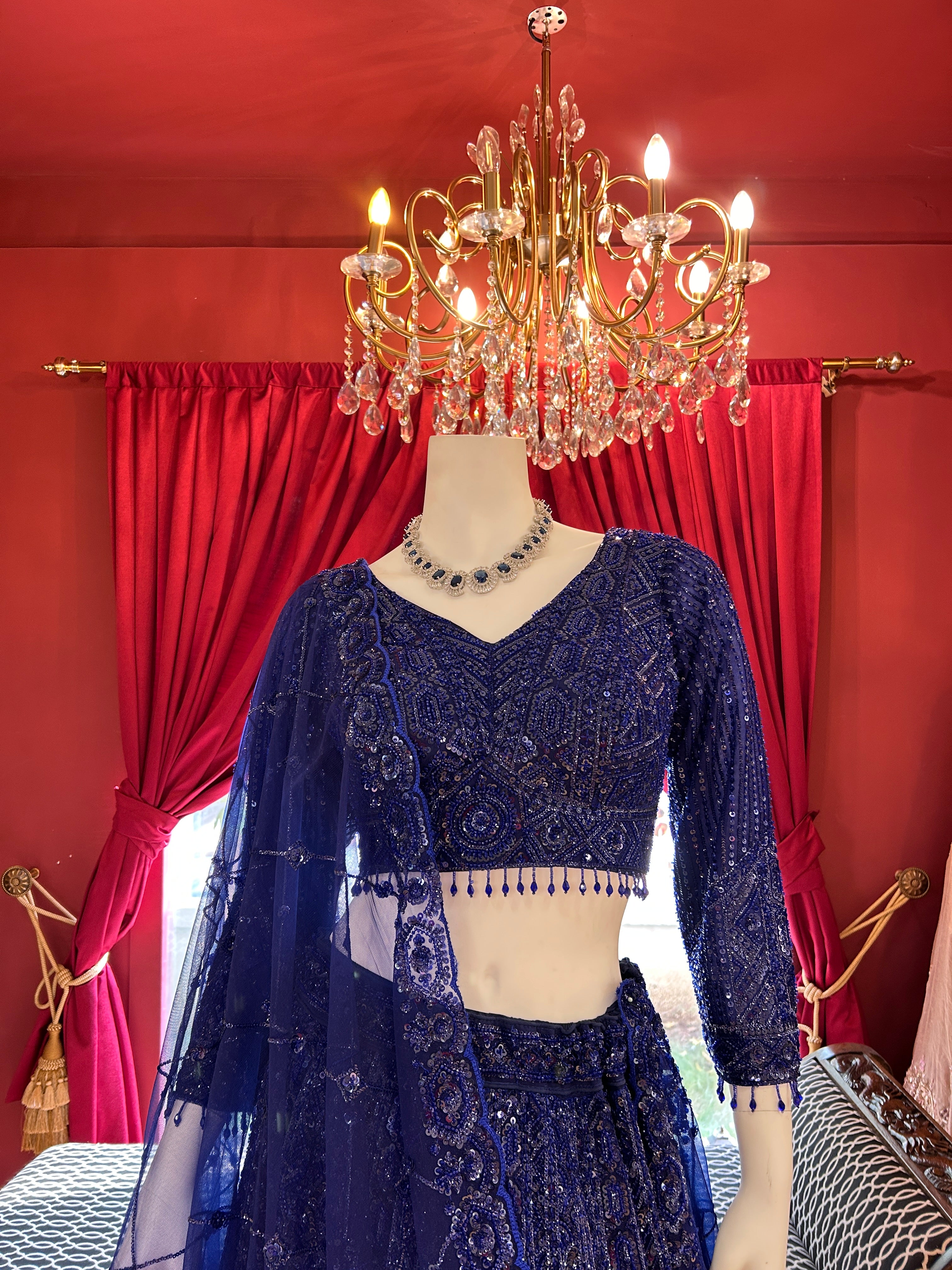 Blue Sapphire Shimmer Lehenga