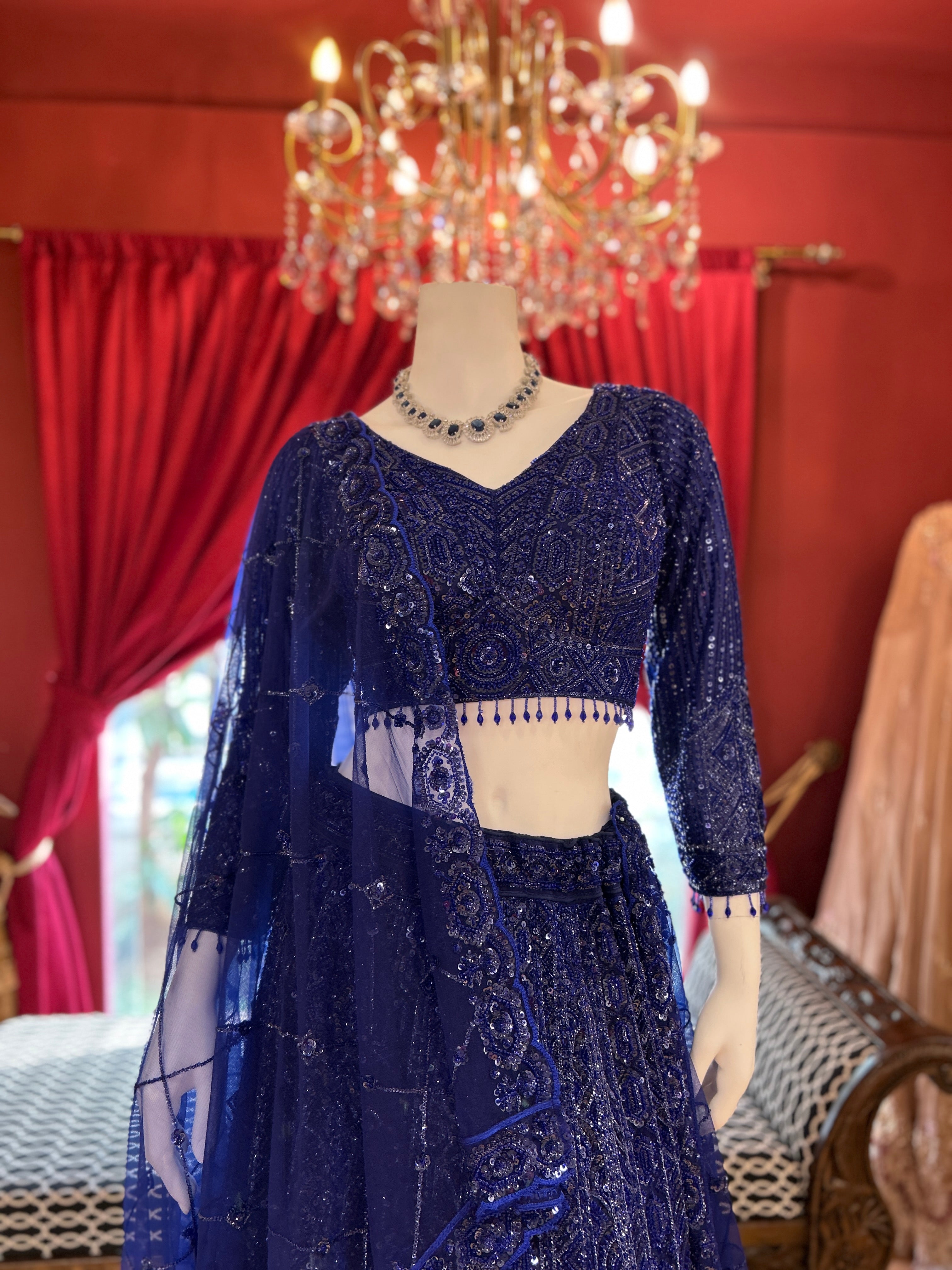 Blue Sapphire Shimmer Lehenga