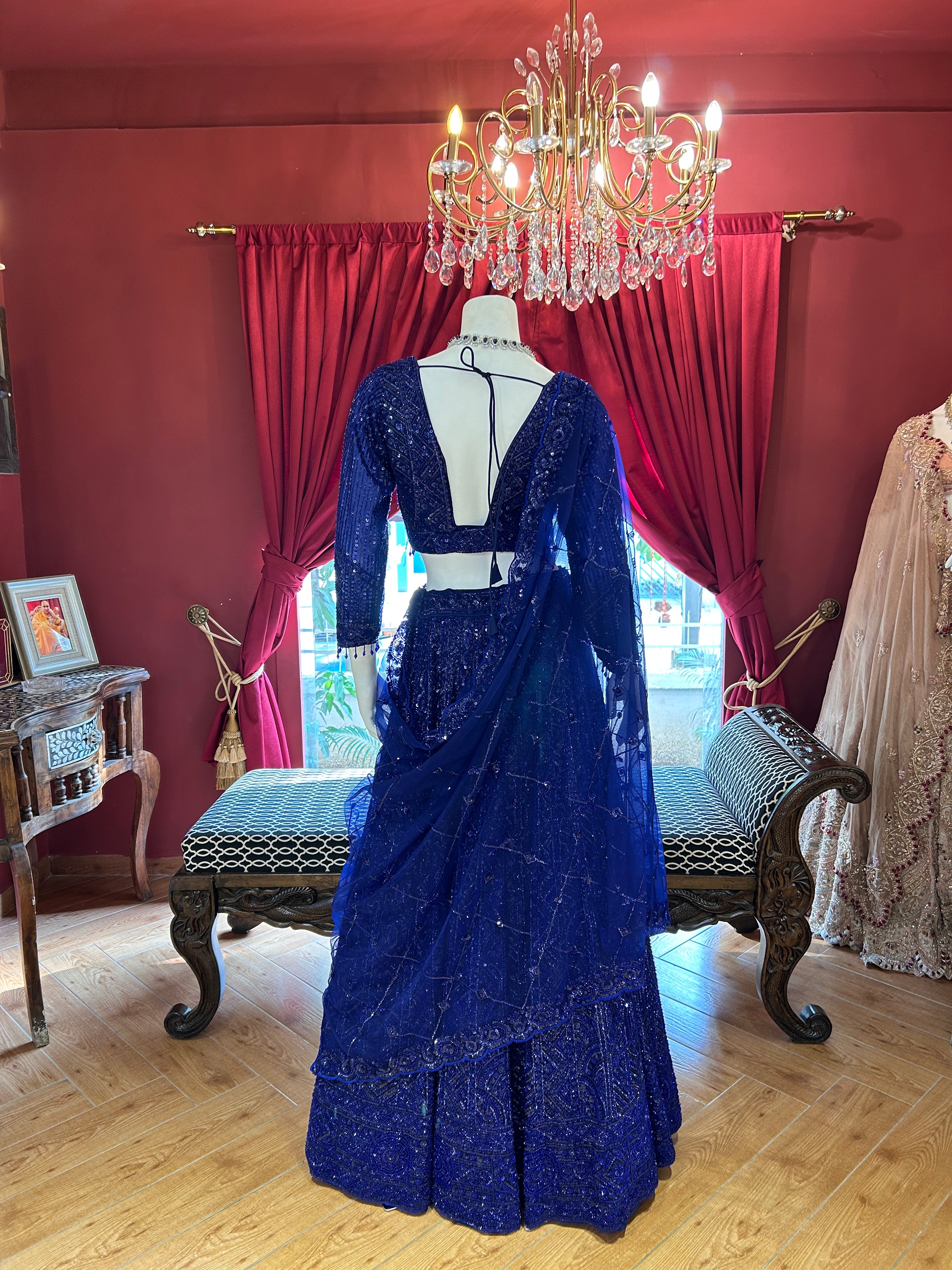 Blue Sapphire Shimmer Lehenga