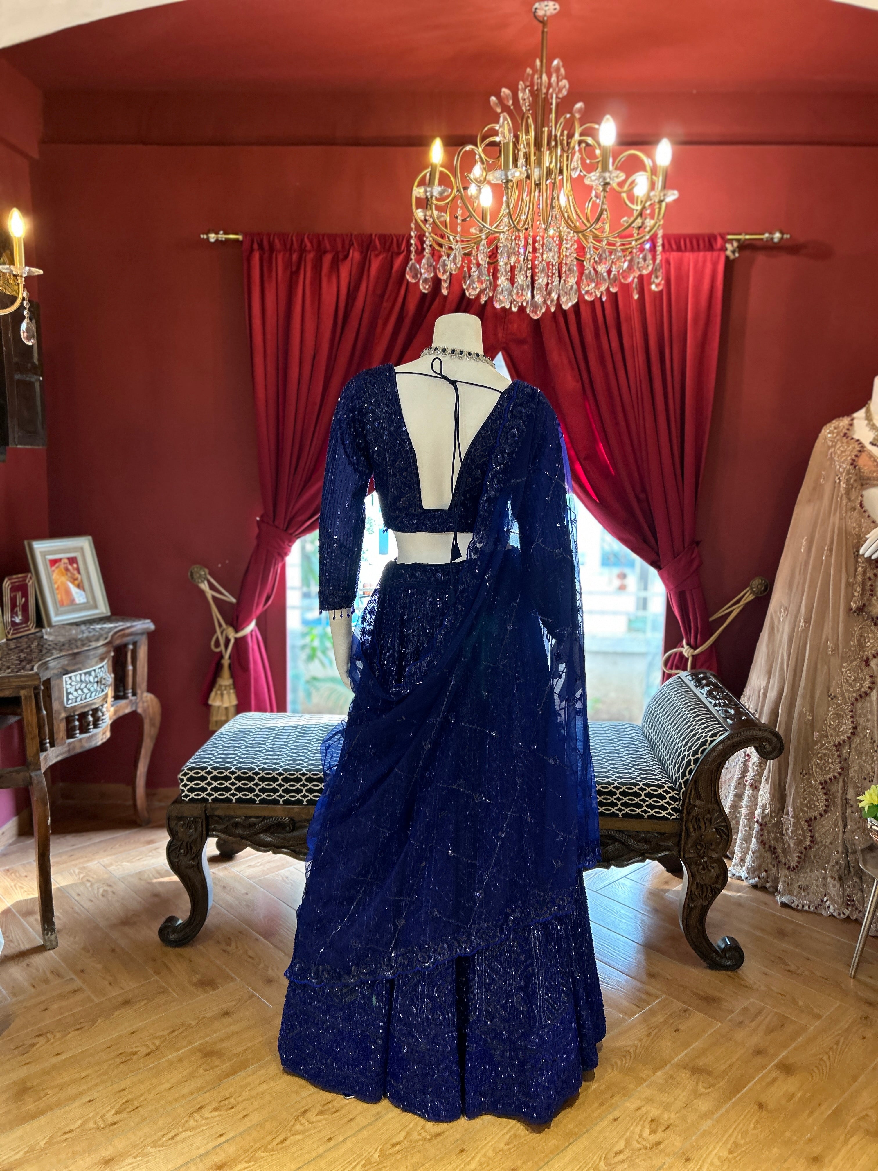 Blue Sapphire Shimmer Lehenga