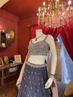 Lialac With Silver Work Lehenga Set