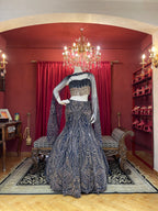 Navy Blue Sequins Fishcut