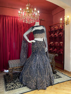 Navy Blue Sequins Fishcut