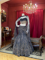Navy Blue Sequins Fishcut