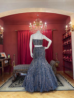Navy Blue Sequins Fishcut