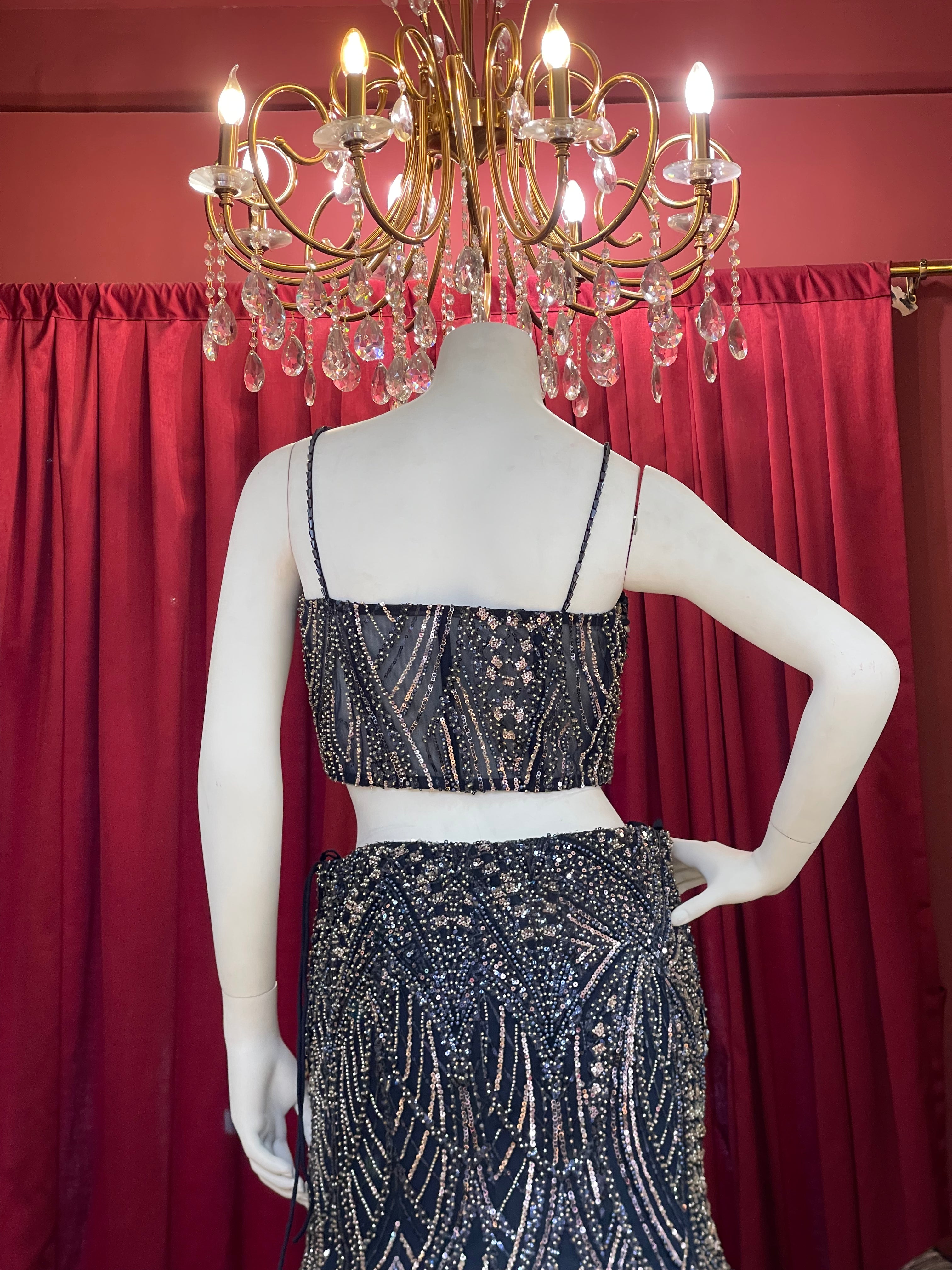 Navy Blue Sequins Fishcut