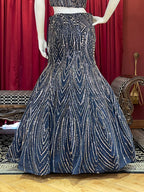 Navy Blue Sequins Fishcut