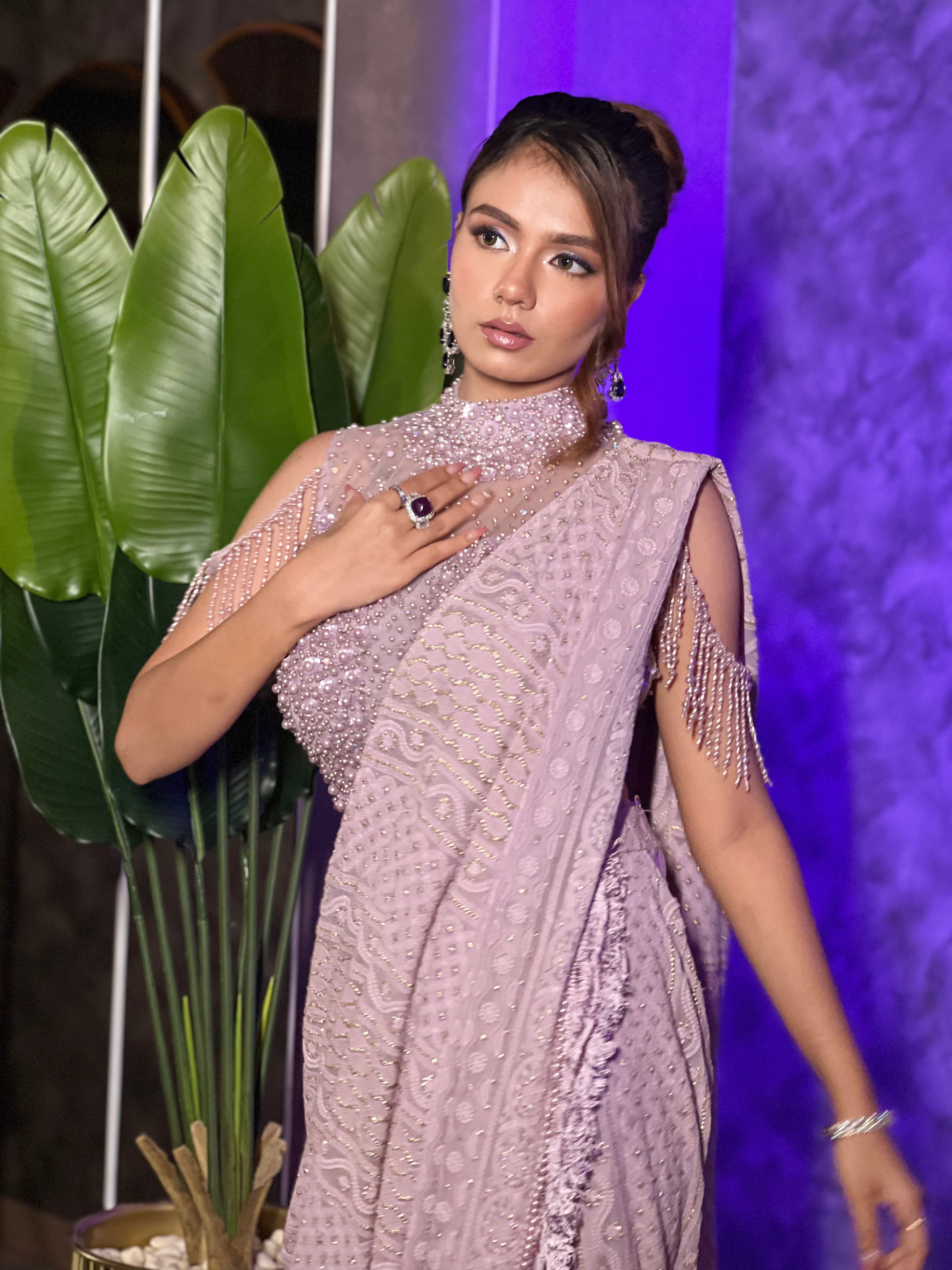 Pearl Symphony Lavender Draping Saree
