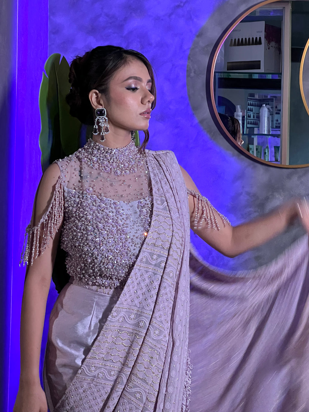 Pearl Symphony Lavender Draping Saree