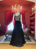Black Cocktail Gown With Shimmer Embroidery