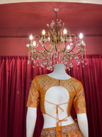 Mustard & Multi-Color Printed Silk Lehenga Set with Rani Pink Dupatta
