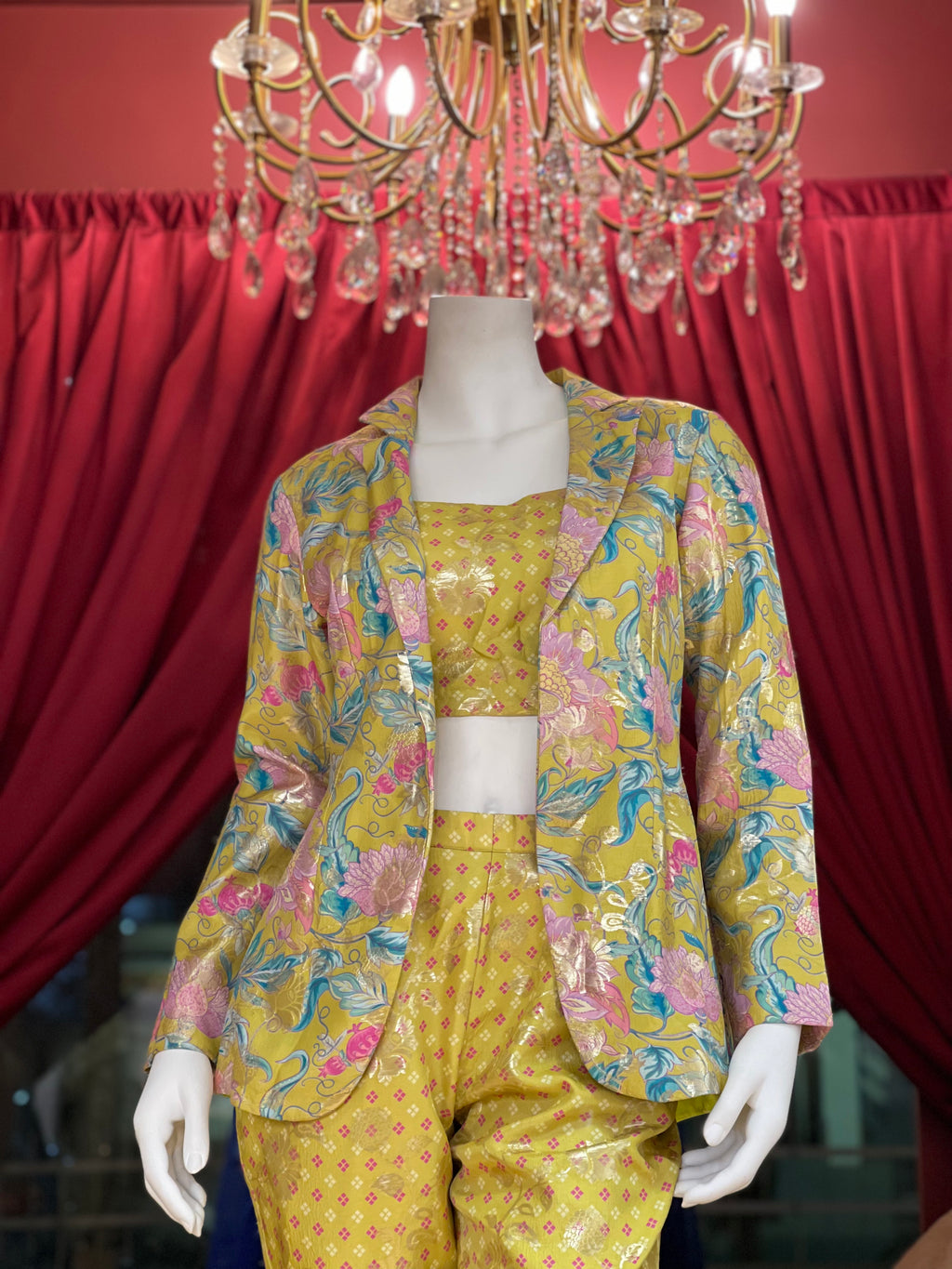 Lime Co-ord printed Jacket X Orepiya