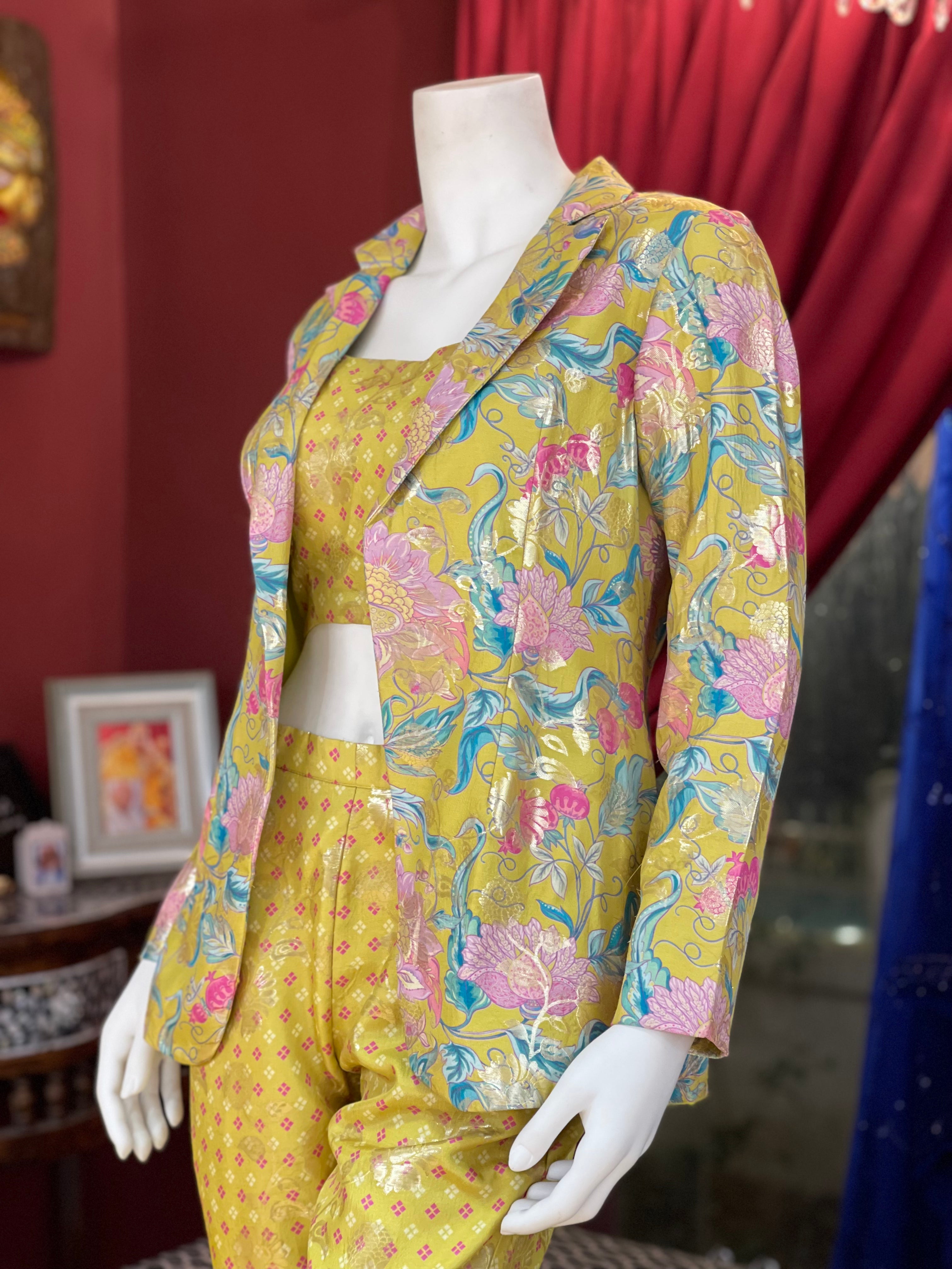 Lime Co-ord printed Jacket X Orepiya