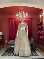 Champagne Gold Heavily Embellished Sequined Lehenga Choli Set