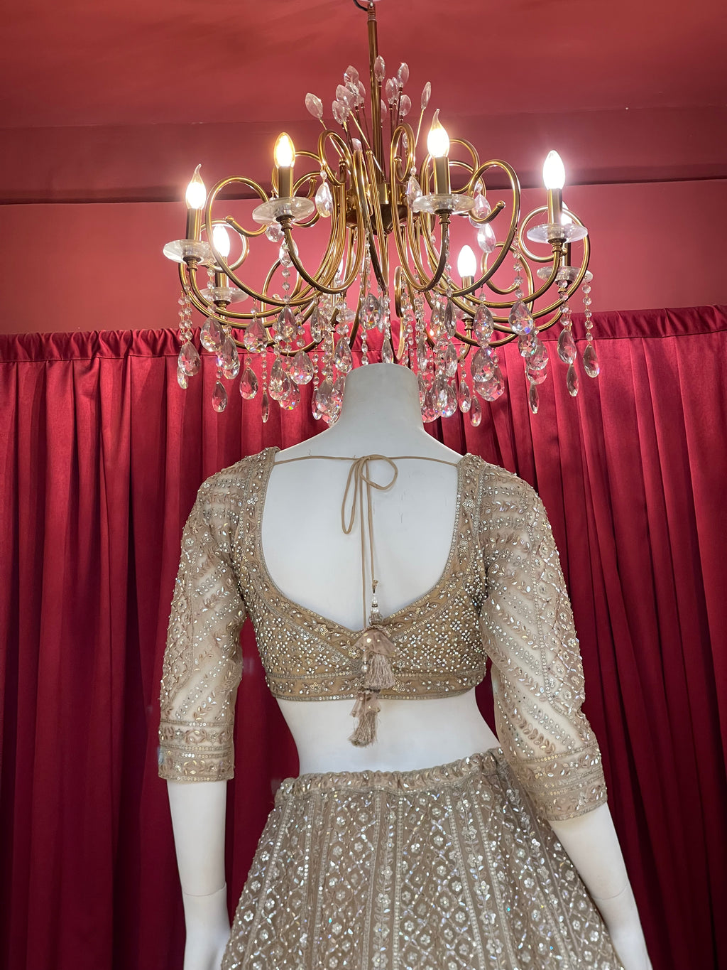 Champagne Gold Heavily Embellished Sequined Lehenga Choli Set