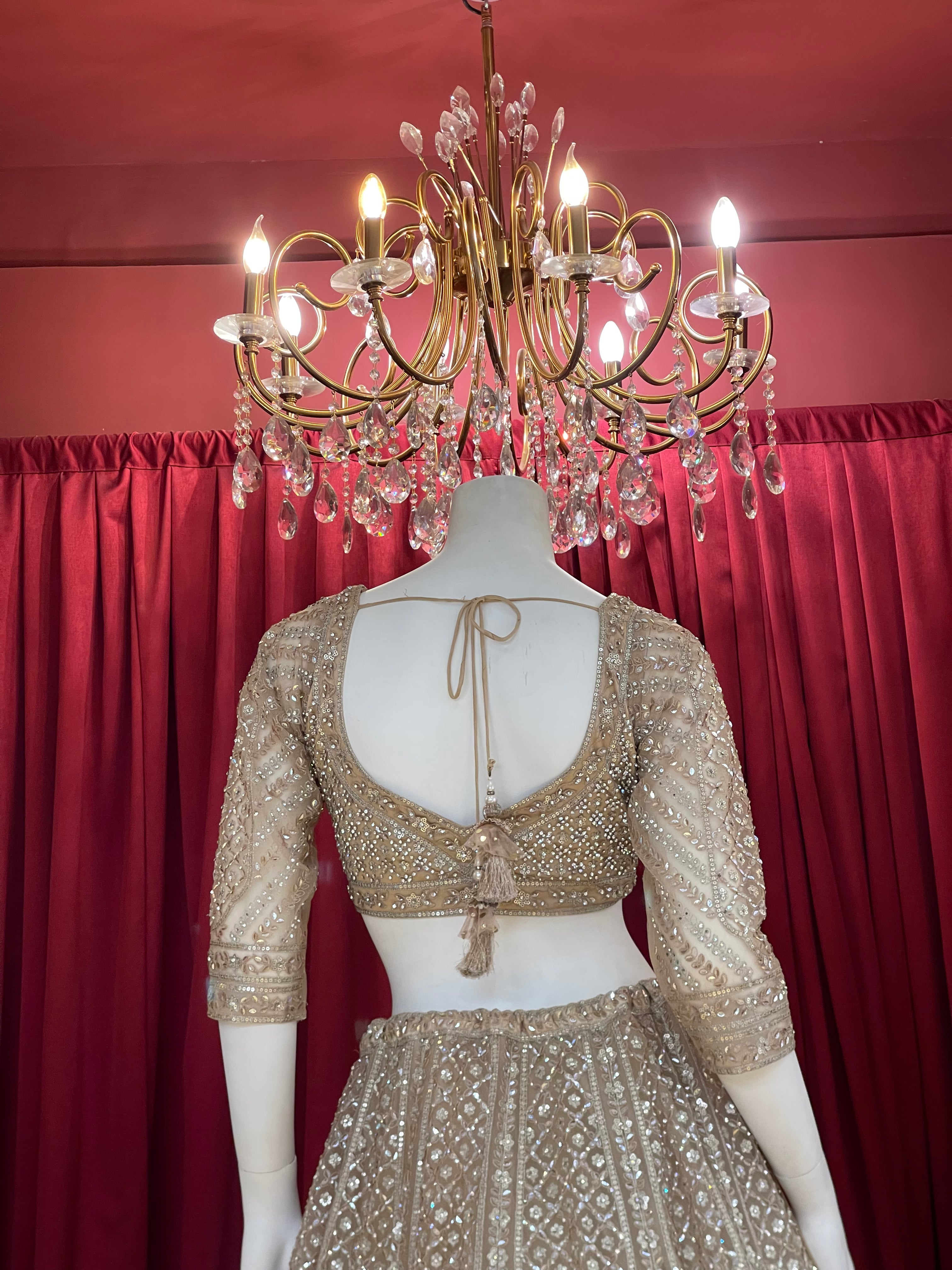 Champagne Gold Heavily Embellished Sequined Lehenga Choli Set