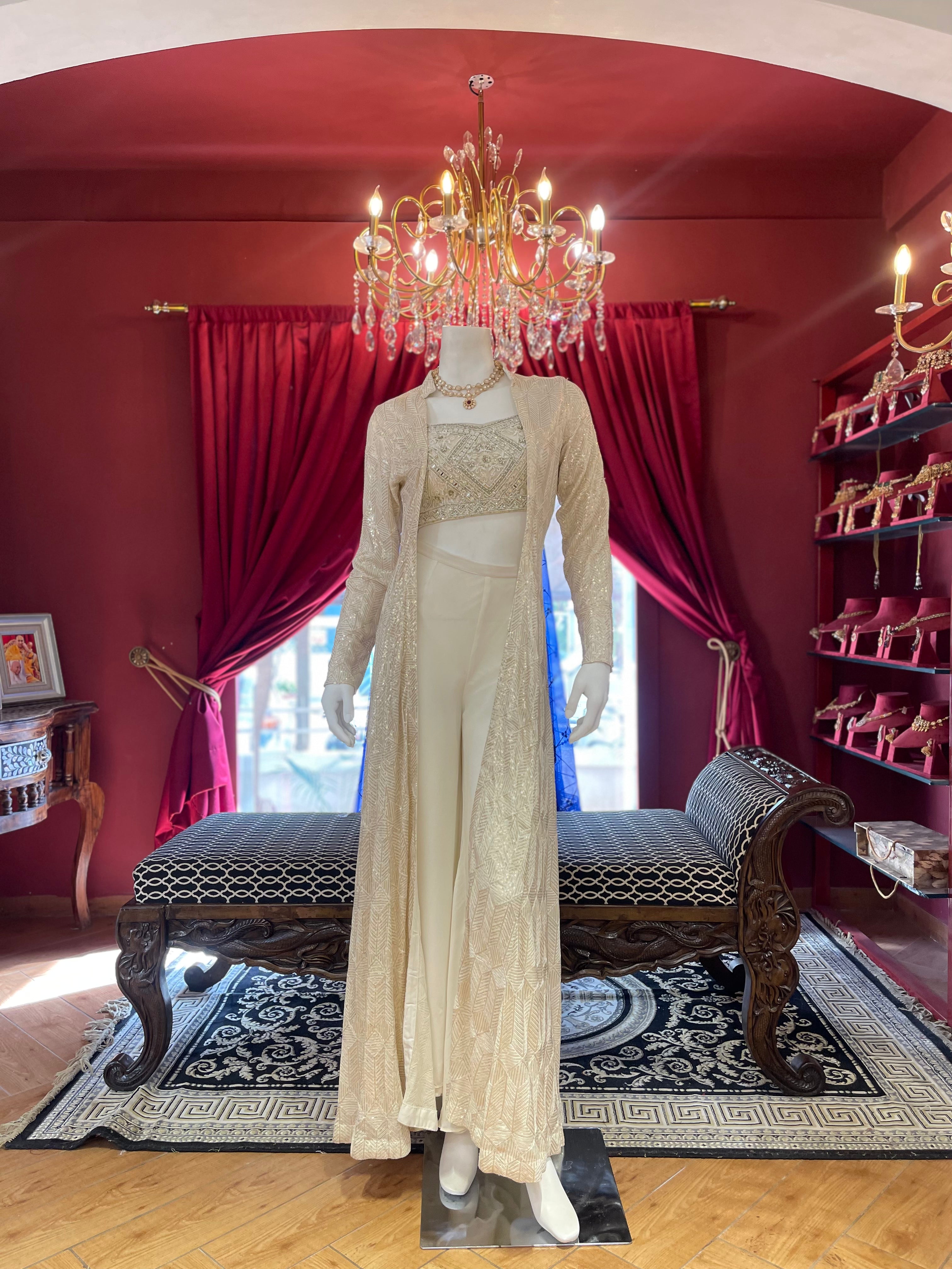 Ivory Co-ord Set With Shrug X Orepiya