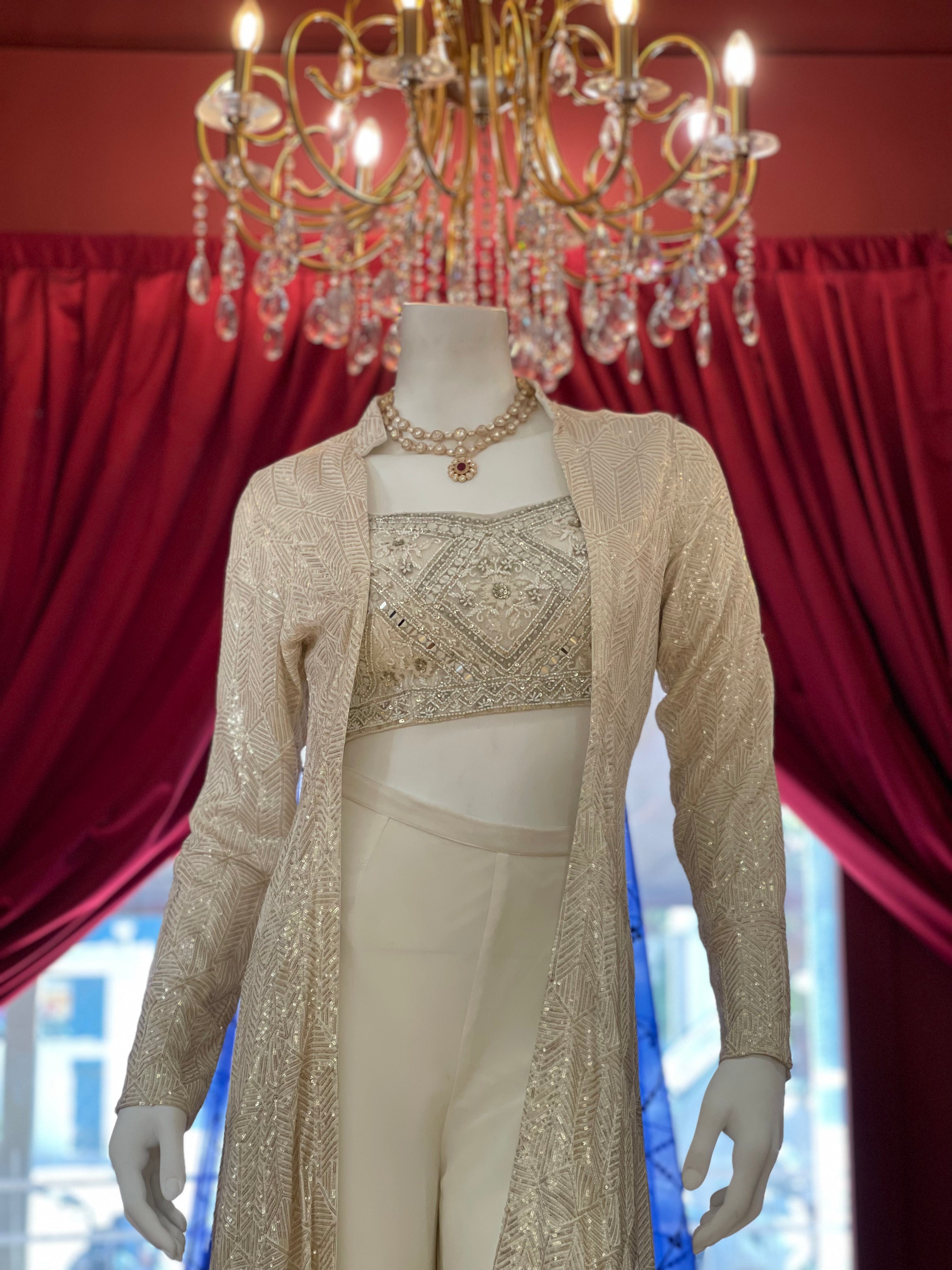 Ivory Co-ord Set With Shrug X Orepiya