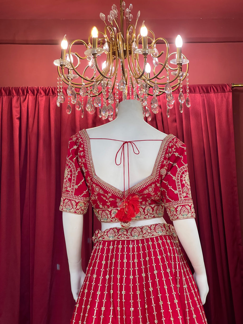Classic Red Embroidered Bridal Lehenga with Doli Baraat Border & Double Dupatta