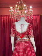 Classic Red Embroidered Bridal Lehenga with Doli Baraat Border & Double Dupatta