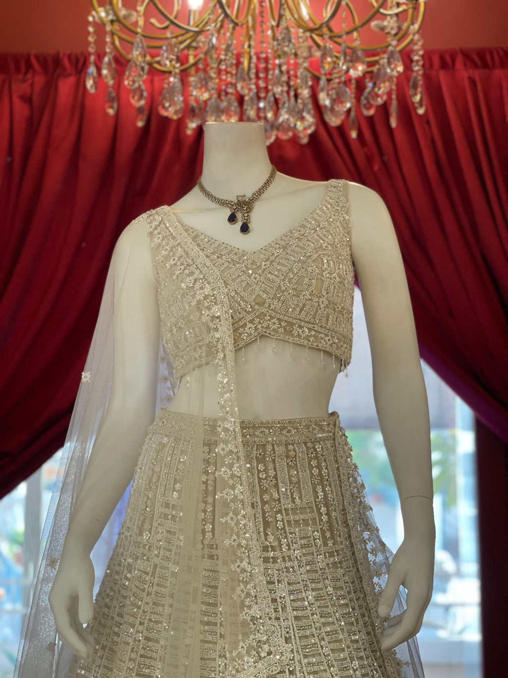 Ivory Hand Embroidered Lehenga Set