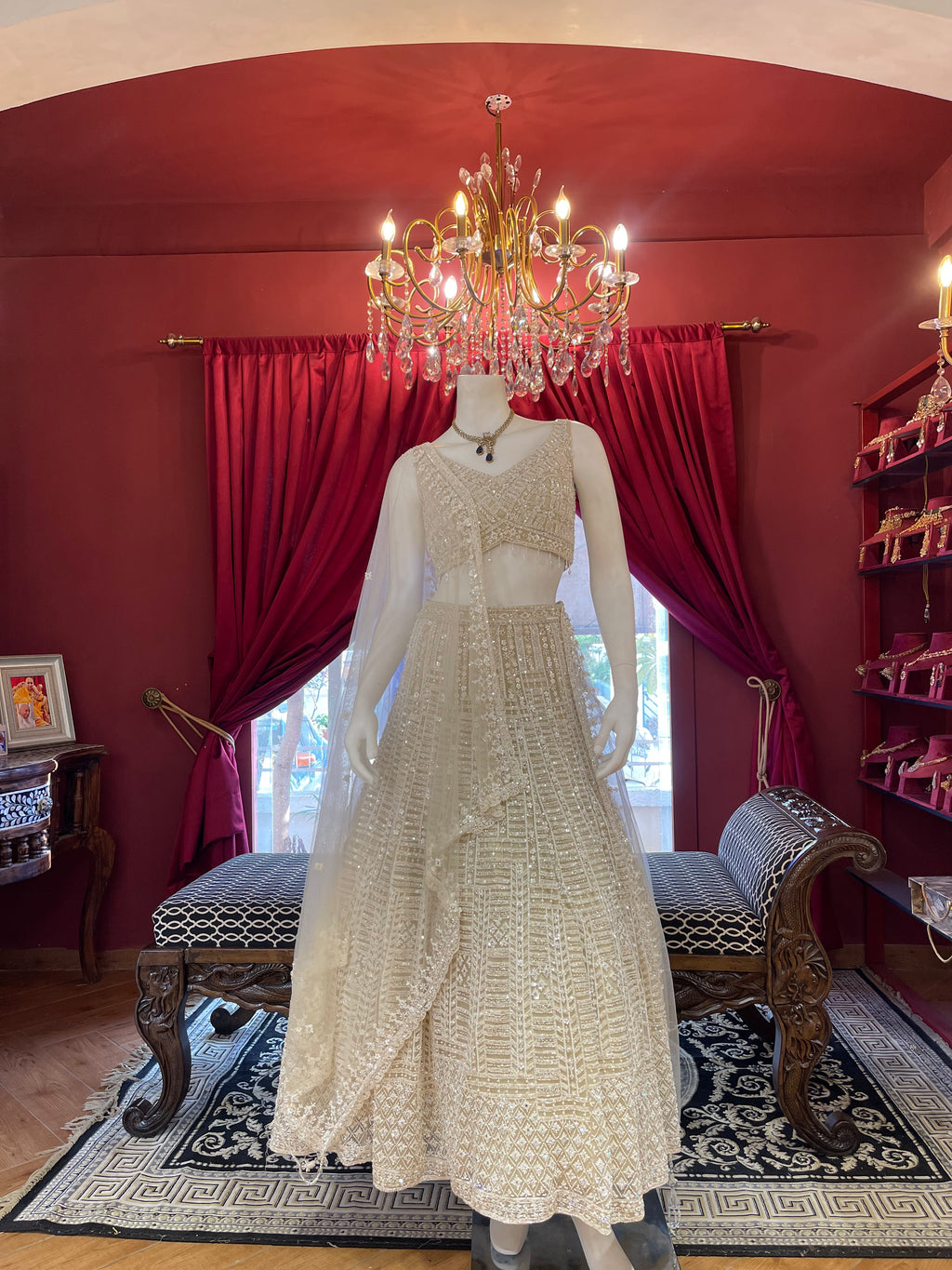 Ivory Hand Embroidered Lehenga Set