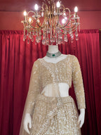 Ivory Gold Full-Sleeve Embroidered Lehenga Set