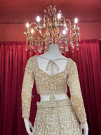 Ivory Gold Full-Sleeve Embroidered Lehenga Set