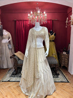 Ivory Geometric Embroidered Lahenga Set