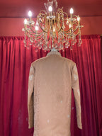 Beige & Champagne Gold Embroidered Sherwani