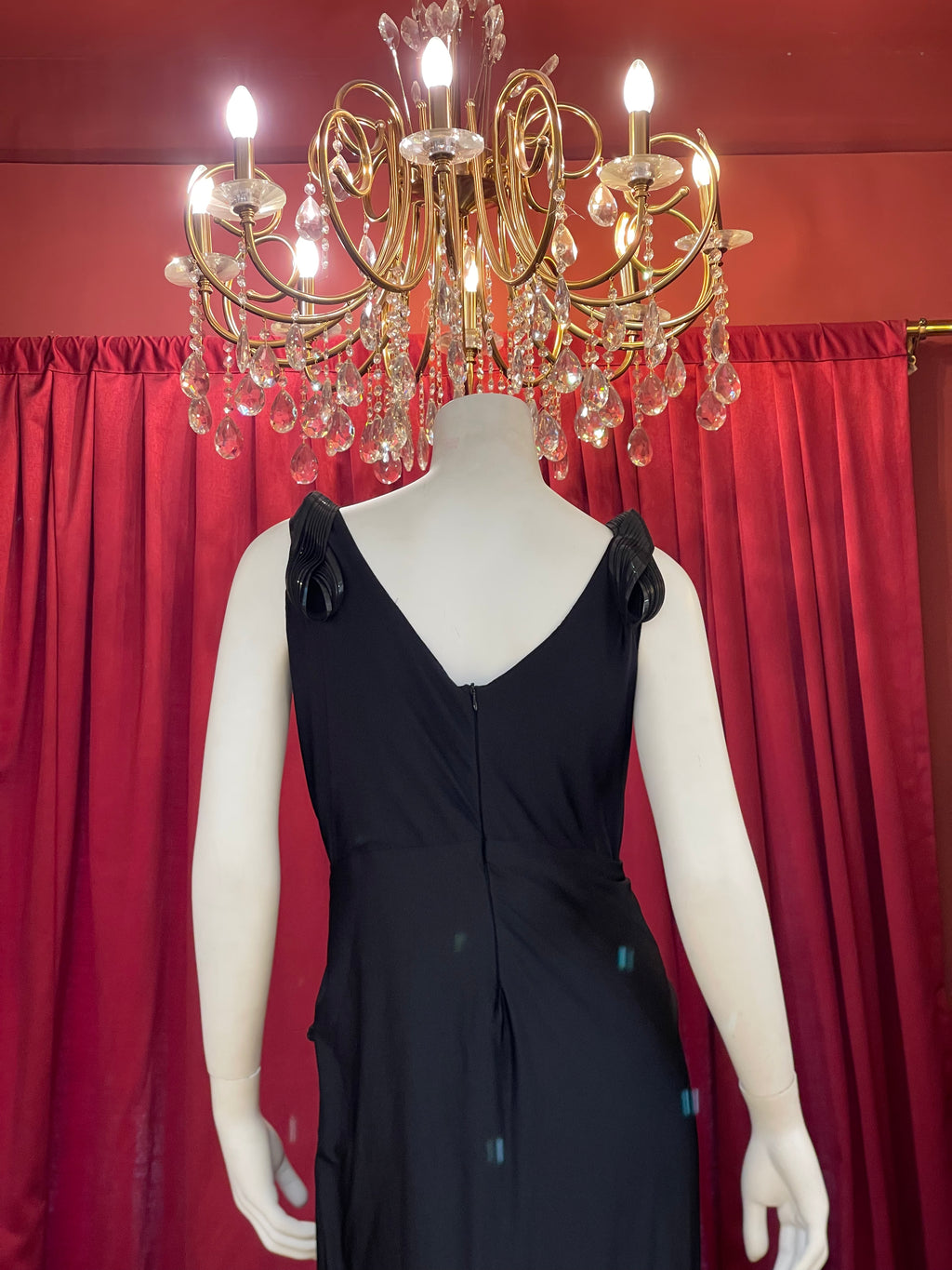Midnight Black Butterfly Embellished Evening Gown