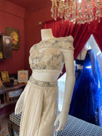 White drape skirt Co-ord With Short Cape X Orepiya